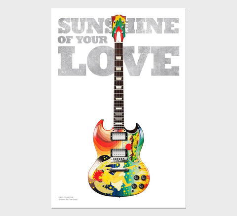 Eric Clapton's Gibson SG The Fool Sunshine of your Love Typography Guitar Poster, Wall Decor, Guitar Print, Guitar Arto
