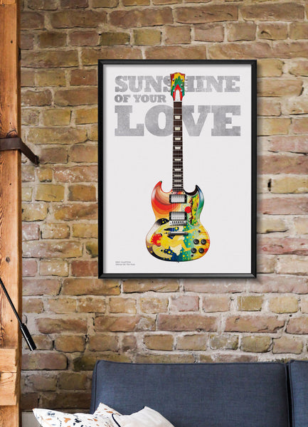 Eric Clapton's Gibson SG The Fool Sunshine of your Love Typography Guitar Poster, Wall Decor, Guitar Print, Guitar Arto