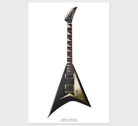 Randy Rhoads's Jackson Black Concorde Guitar Poster, Guitar Print, Guitar Art, Wall Decor