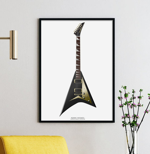 Randy Rhoads's Jackson Black Concorde Guitar Poster, Guitar Print, Guitar Art, Wall Decor