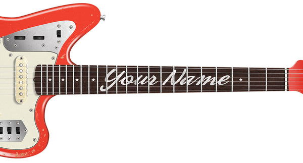 Fender Jaguar Guitar Poster Relic Fiesta Red. Personalized Gifts, Wall Decor, Guitar Print, Guitar Art