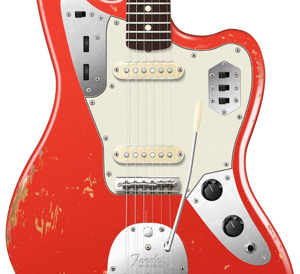 Fender Jaguar Guitar Poster Relic Fiesta Red. Personalized Gifts, Wall Decor, Guitar Print, Guitar Art