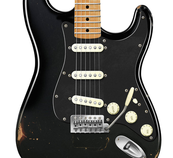 David Gilmour's Fender Stratocaster the Black Strat Shine On You Crazy Diamond Guitar Poster, Wall Decor, Guitar Print, Guitar Art