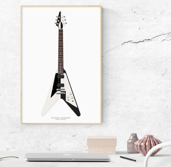 Michael Schenker's Gibson Flying V Guitar Poster, Guitar Print, Guitar Art, Wall Decor