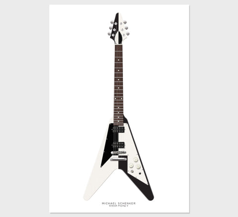 Michael Schenker's Gibson Flying V Guitar Poster, Guitar Print, Guitar Art, Wall Decor