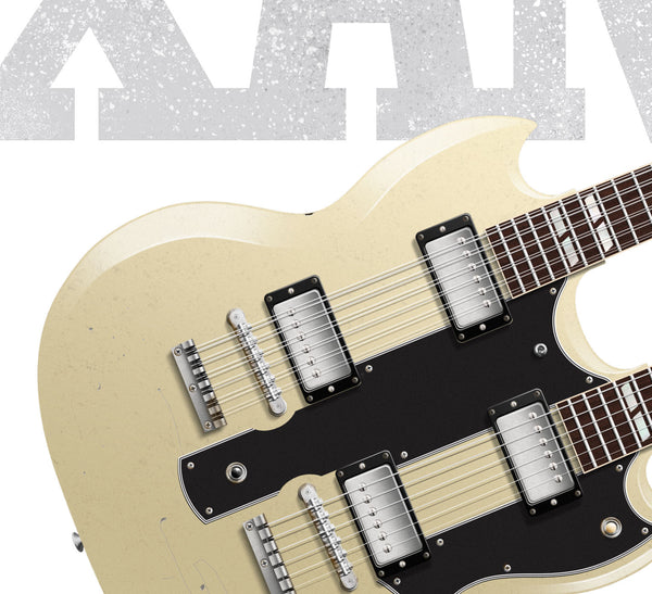 Alex Lifeson's Gibson EDS-1275 Guitar Poster, Wall Decor, Guitar Print, Guitar Art
