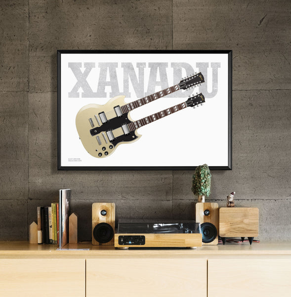 Alex Lifeson's Gibson EDS-1275 Guitar Poster, Wall Decor, Guitar Print, Guitar Art